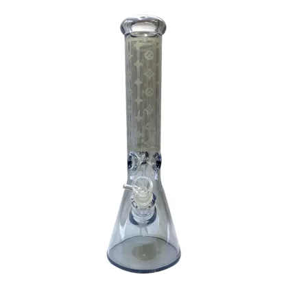 Glass Beaker Bong -14" Lv Pattern (7mm) - Asst Colours (v17) - Gold