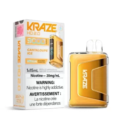 Kraze HD 2.0 Disposable Vape – 9000 Puffs – Cantaloupe Ice