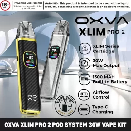 OXVA XLIM Pro 2 Pod System 30W Vape Kit in Dubai - Black Carbon, Blue Python