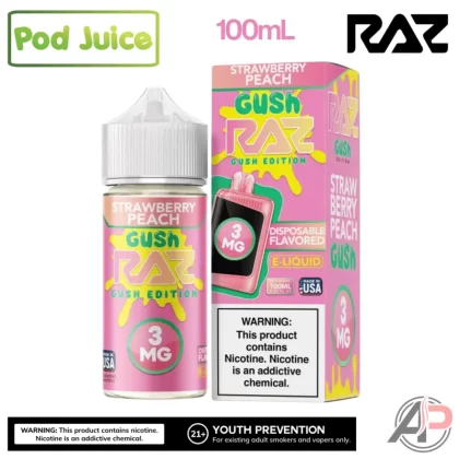 Pod Juice x Raz LTX Strawberry Peach Gush E-Liquid 100mL