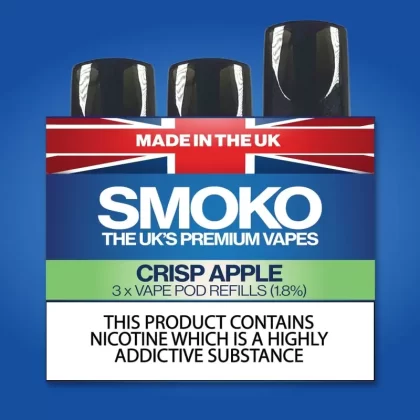 CRISP APPLE VAPE POD REFILLS – UK MADE VAPE REFILLS