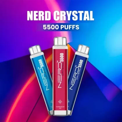 Nerd Crystal 5500 Puffs Disposable Vape - flavors#black mamba>Blackcurrant Ice>Blue Berry Ice>Blue Razz Lemonade>cola ice>Cubano>DOUBLE APPLE>GRAPE ICE>Kiwi Passionfruit Guava>MANGO ICE>Peac