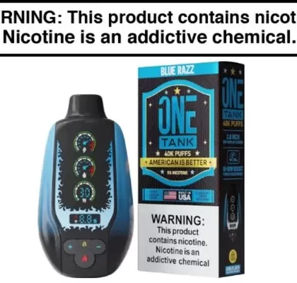 One Tank 40K Disposable Vape – 40,000 Puffs - Blue Razz, Dr. Mint