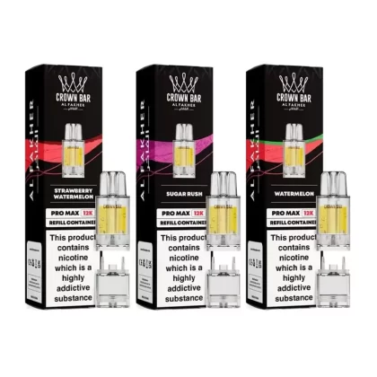 Al Fakher Crown Bar Pro Max 12K Prefilled Pods - Flavour#Banana Ice>Berry Blast>Blueberry Cherry>Blueberry Fusion>Blueberry Lemonade>Blueberry Raspberry>Blue Blast>Blue Razz Rush>Candy Orang