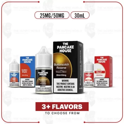 The Pancake House 30ml Salt E-Juice - Vape Product, Vape Product; Butterscotch Reserve, Gold Biscoff