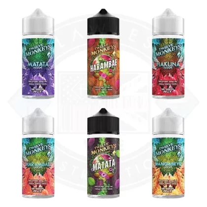 Twelve Monkey 0mg 100ml Shortfill - Flavours#Harambae ICED>Kanzi ICED>Hakuna ICED>Tropika ICED>Matata ICED>Kanzi>Hakuna>Mangabeys>Harambae>Matata>Tropika