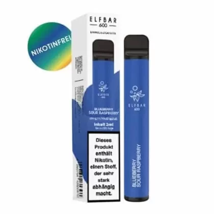 Elf Bar – Blueberry Sour Raspberry (Nikotinfrei) - Himbeere / Blaubeere / Elf Bar / Nikotinfrei / 550 mAh / Glycerin / Propylenglykol / Aromastoffe / ca. 600