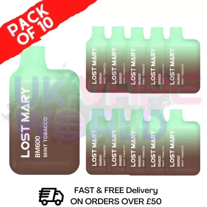 Mint Tobacco Lost Mary 600 Puff Bars Pack Of 10