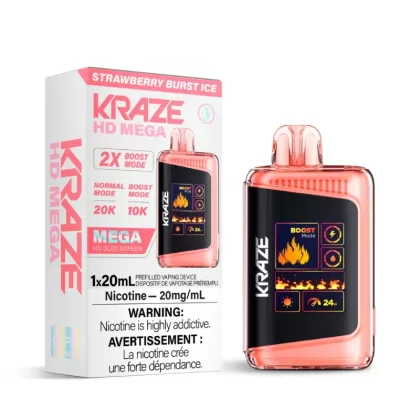 Kraze HD Mega Strawberry Burst Ice (20K Puffs) Disposable Vape