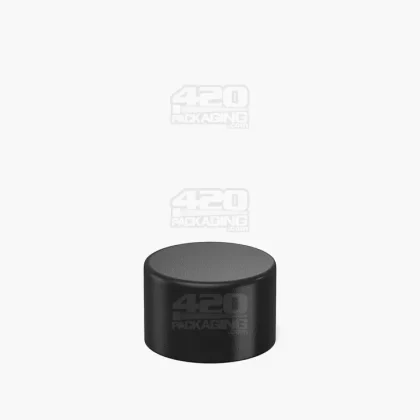 Child Resistant | Smooth Push Down & Turn Plastic Caps for Wide Body Glass Tube | 28mm – Matte Black – 200 Count