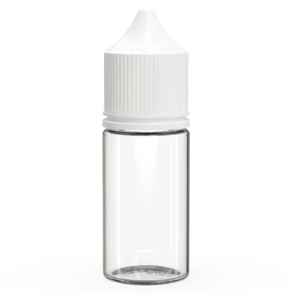 CHUBBY GORILLA | Child Resistant Stubby Unicorn PET Dropper Bottles Clear | 30mL – w/ White Lid – 1000 Count
