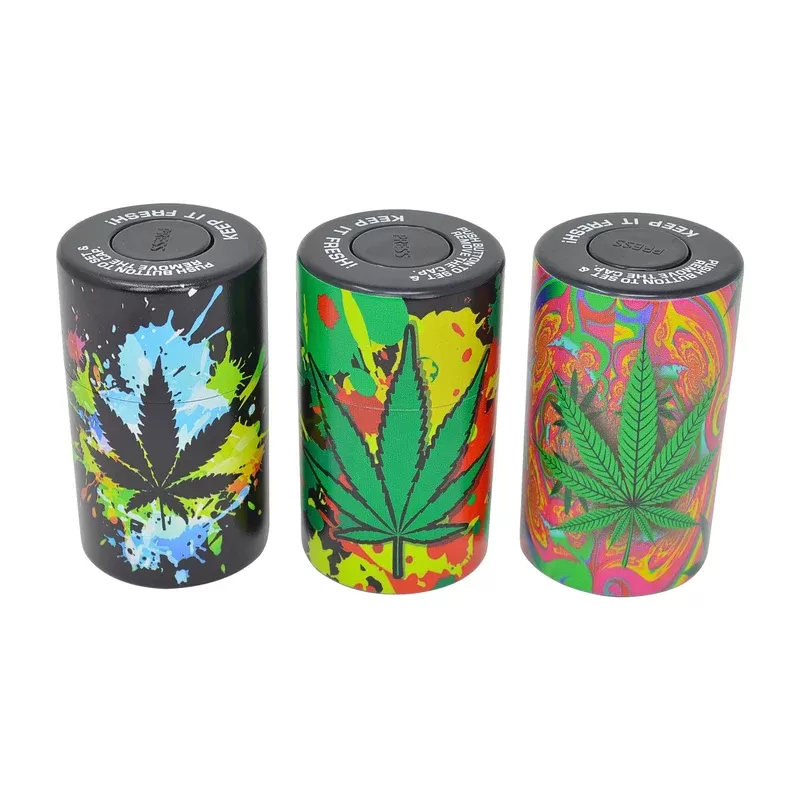 Plastic Vacuum Stash Jar - Design#Rasta>Trippy Hippy>Spray Paint