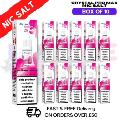 Strawberry Mojito Hayati Crystal Bar Pro Max Pack Box Of 10 Nic Salts