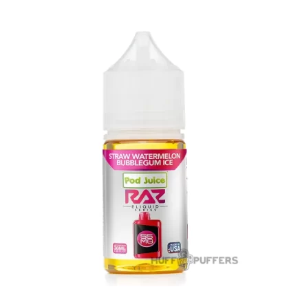 Pod Juice X Raz Salt – Straw Watermelon Bubblegum Ice 30mL - Vape Product, Vape Product