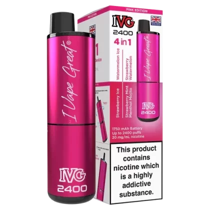 IVG 2400 Rechargeable Vape Pink Edition - Strength#20mg (991579) (991579)
