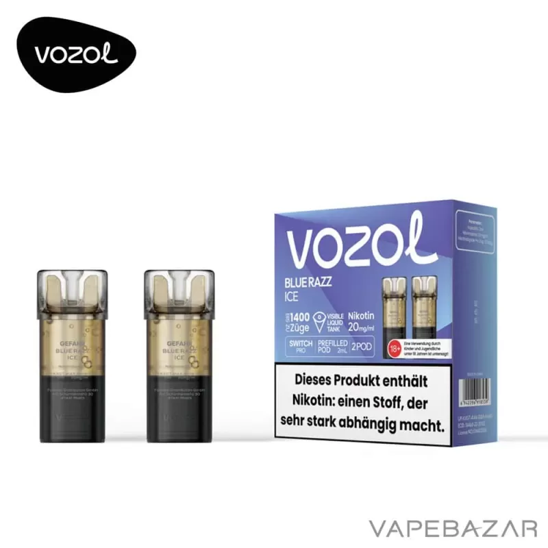VOZOL Switch Pro Pods – Blue Razz Ice – Prefilled Liquid – 2er Pack - Image 3
