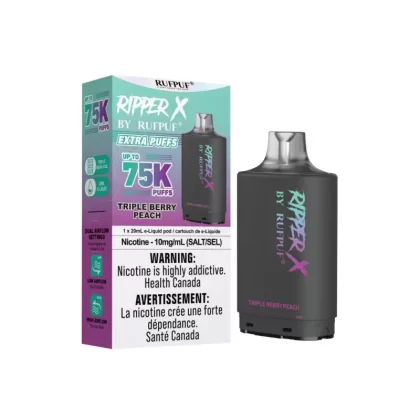 Ripper X 10mg Pods – Triple Berry Peach, 75k Puffs