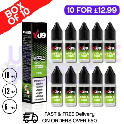 Apple VU9 E-Liquid Juice 10ml Nic Eliquid – 10 x 10ML BUNDLE