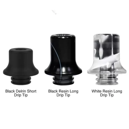 Vapefly Brunhilde MTL RTA Drip Tip - White&Black Short Drip tip (SS Cooling Fin)