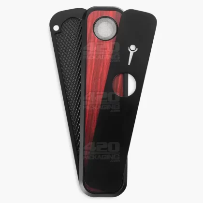 GENIUS PIPE | High Roller Magnetic Slider Pipe w/ Black Slider | 6in Long – Metal – Black & Cherrywood