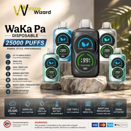 WAKA PA25000 Puffs 50mg Disposable Vape - Blue Razz Black, Blueberry Raspberry