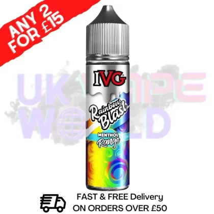 Rainbow Blast IVG Shortfill Juice 50ML Eliquid – MENTHOL RANGE