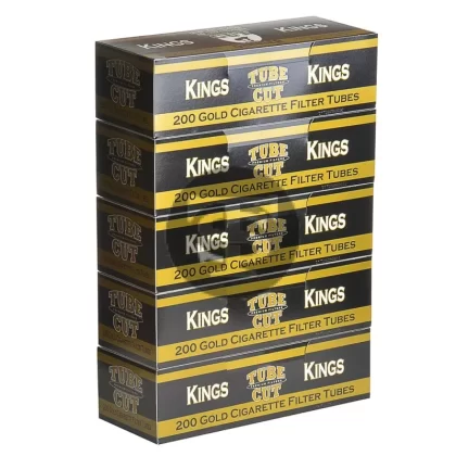 Gambler Tube Cut Filter Tubes King Size Gold (Light) 5 Cartons of 200
