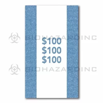 $100 Blue Currency Strap – 25 Bill Capacity | 1,000 Count