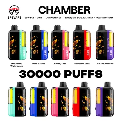 EPEVAPE CHAMBER 30000 Puffs – Dual Mesh Coil | 25ml E-liquid | Adjustable Mode | Battery & E-liquid Display | Worldwide