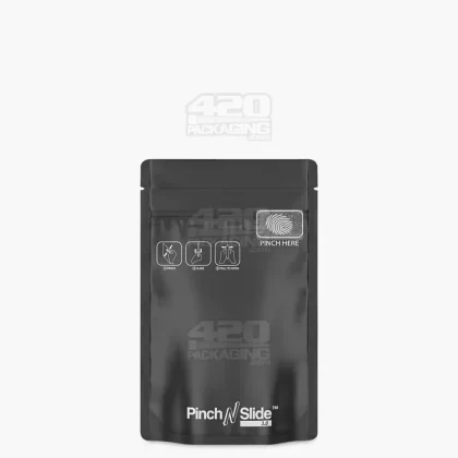 Child Resistant & Tamper Evident | Pinch N Slide 3.0 Matte Black Mylar Bags | 3.6in x 5.7in – 3.5g – 250 Count