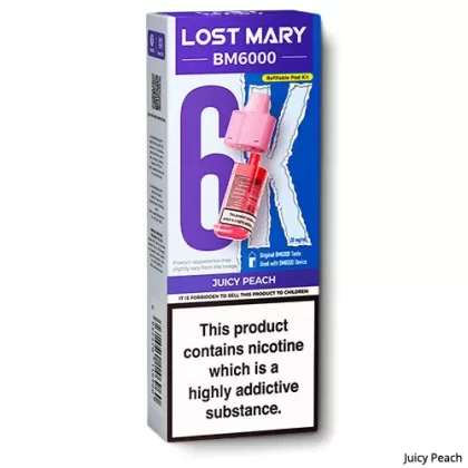 Juicy Peach BM6000 Refill Pods by Lost Mary - 20 mg/ml