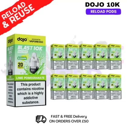 Lime Pomegranate Dojo Blast 10K Replacement Pods Box Of 10
