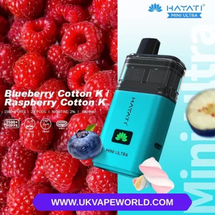 Raspberry Cotton K Hayati Mini Ultra 1500 Puff Twist Bar
