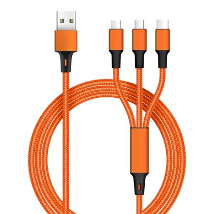 3-in-1 Braided Charging Cable - Gray