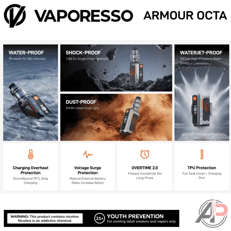 Vaporesso Armour Octa 220W Box Mod Starter Kit Device - Image 3