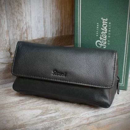 Peterson Two Pipe Combination Pouch – Press Stud Black (POU-137)
