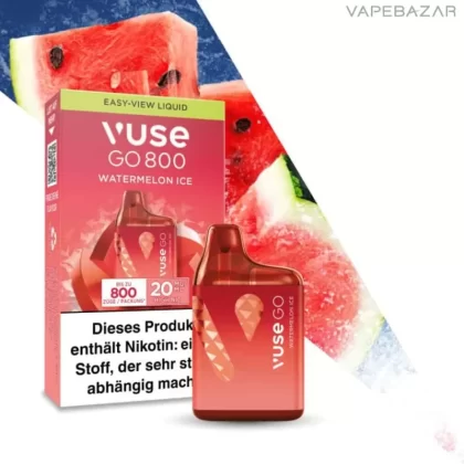 Vuse Go 800 – Watermelon Ice - Aromen, Propylenglykol; 20mg/ml (08DDAE)