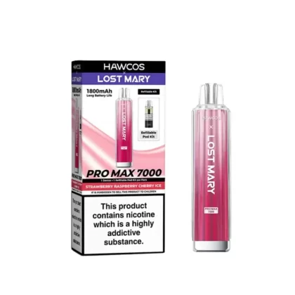 Hawcos x Lost Mary Pro Max 7000 Prefilled Pod Kit Strawberry Raspberry Cherry Ice - Nicotine Strength#20mg