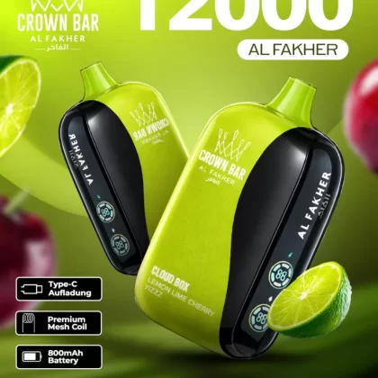 Al Fakher CrownBar Vape 12000 - Lemon Lime Cherry Fizz