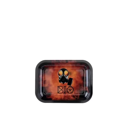 BIO Glass Rolling Tray | ‘Red Gas Mask’ | Small – 7.5″ x 5.5″ – Metal