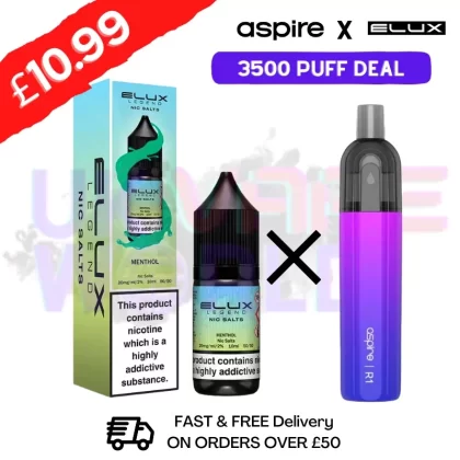 Menthol (NEW) ELUX LEGEND Salt 3500puff x Aspire Disposble Kit
