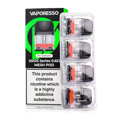 Vaporesso XROS Replacement Pod - Choose#4x Xros Pods 0.6ohm>4x Xros Pods 0.8ohm>4x Xros Pods 1.0ohm>4x Xros Pods 1.2ohm