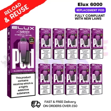 Blueberry Raspberry Elux 6K Replacement Pods Box Of 10