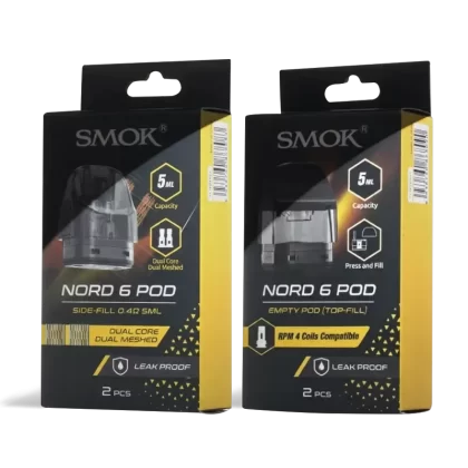 SMOK Nord 6 Replacement Pods - 0.4Ω Nord 6 Dual Meshed Pods, Nord 6 Empty Pod