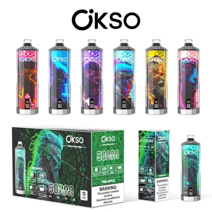 OKSO Shisha Hookah Mega 50000 Puffs Disposable Vape - Flavors#Grape ice>Lush Ice>Two Apple>Strawberry Watermelon Bubblegum>Peach ice>Blueberry Raspberry Cherry>Love 66>Mango ice>Strawberry K (A6458B)