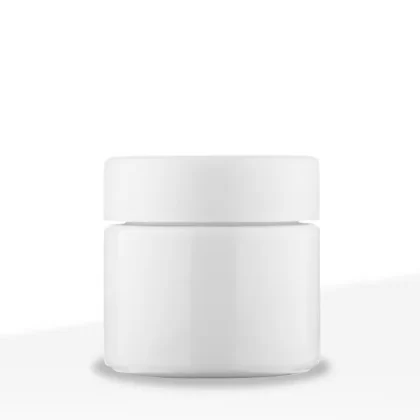 Glass Jars | Child-Resistant Straight-Sided w/ Flush Caps – Opaque White | Various Sizes