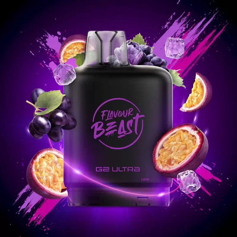 Level X G2 Ultra Flavour Beast Pods – Groovy Grape Passionfruit Ice, 50K Puffs