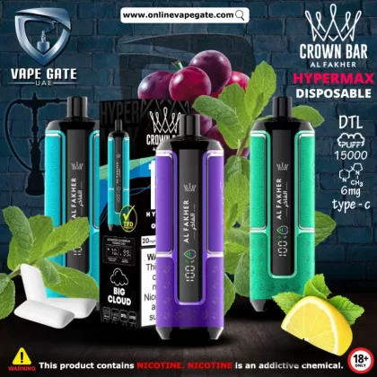 Al Fakher - Crown Bar Hypermax Disposable Vape (15,000 Puffs) - Blueberry Mint / 6 mg