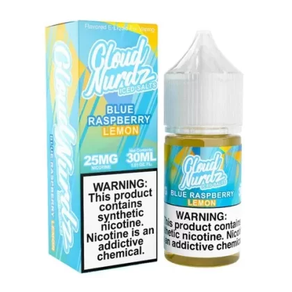 Cloud Nurdz Salts Iced Blue Raspberry Lemon Synthetic Nicotine 30ml E-Juice