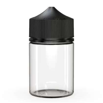 CHUBBY GORILLA | Child Resistant Stubby Unicorn PET Dropper Bottles Clear | 60mL – w/ Black Lid – 500 Count
